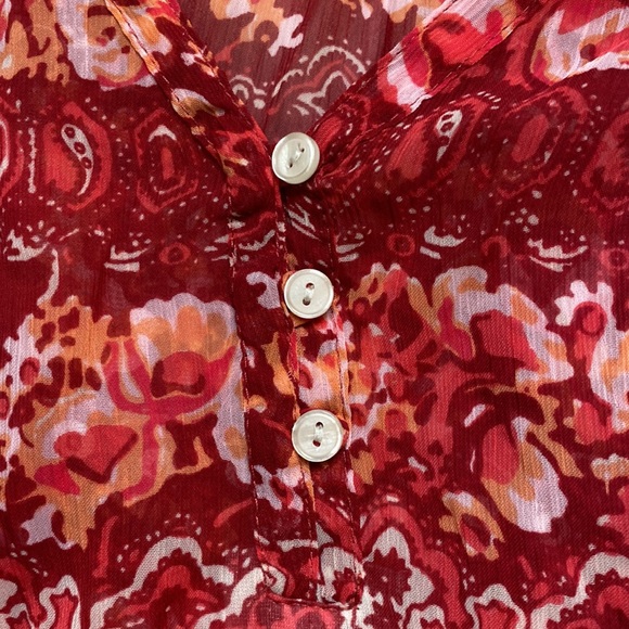 Lucky Brand Flowered, bottom tie shirt, Size Small - Picture 5 of 9